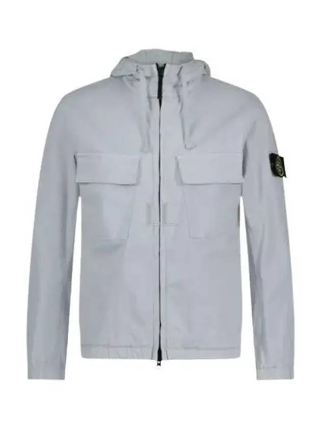 Cotton Twill Stretch Hooded Jacket Blue - STONE ISLAND - BALAAN 2