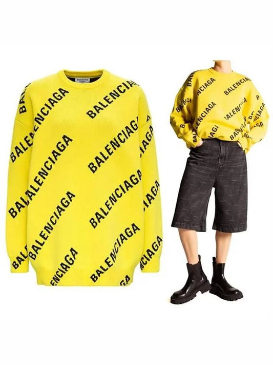 All Over Logo Knit Top Yellow - BALENCIAGA - BALAAN 2