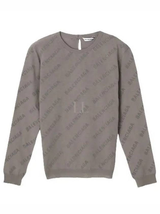 Allover Logo Pattern Knit Top Dark Beige - BALENCIAGA - BALAAN 2