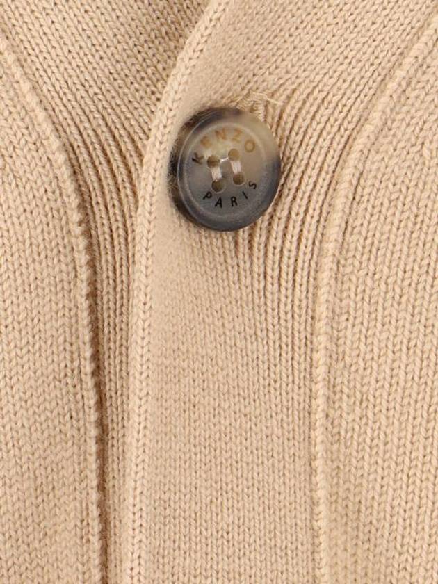 Mini Boke Flower Button Wool Cardigan Beige - KENZO - BALAAN 5