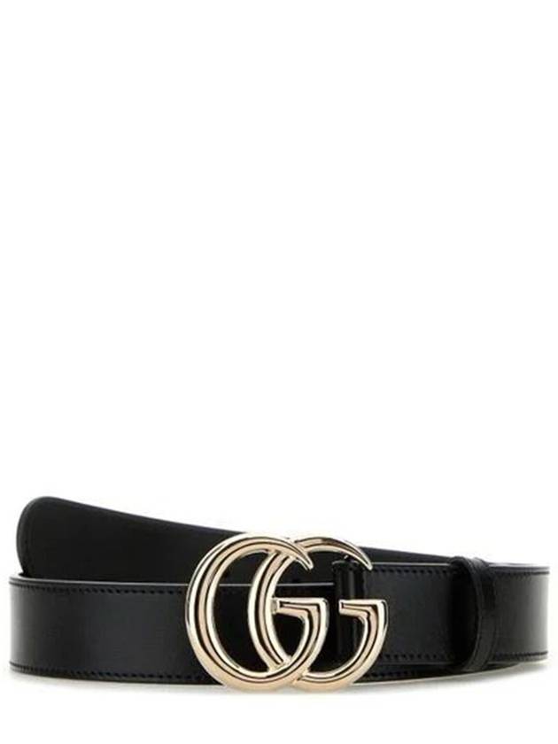 GG Marmont Thin Leather Belt Black - GUCCI - BALAAN 2