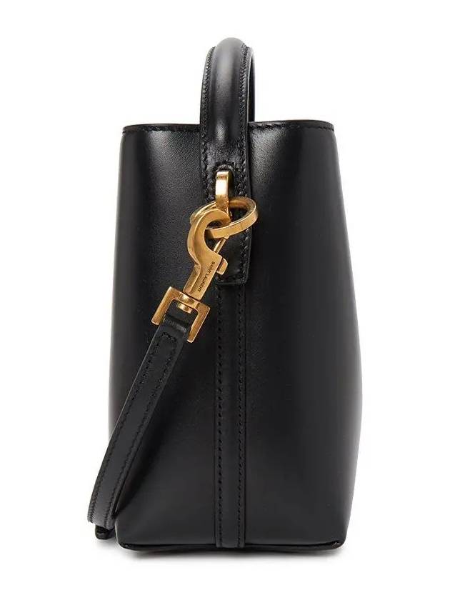 Le 37 Signature Logo Shiny Leather Small Bucket Bag Black - SAINT LAURENT - BALAAN 3