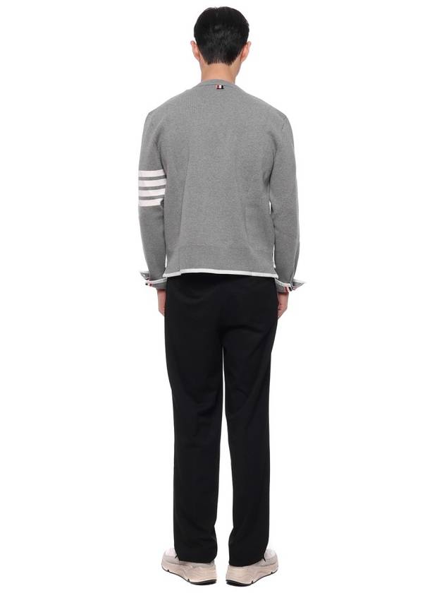 Milano Stitch 4-Bar Boxy Crew Neck Pullover Knit Top Grey - THOM BROWNE - BALAAN 6