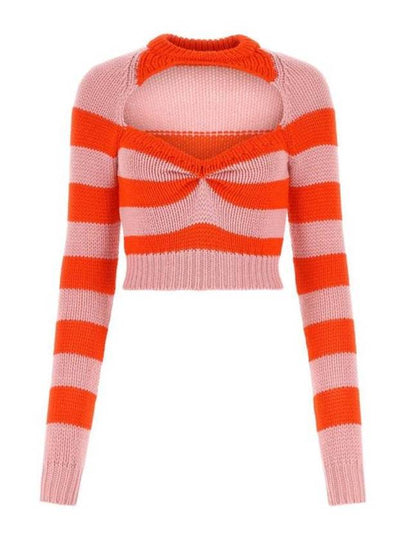 Cut-Out Striped Knit Top Red - MARNI - BALAAN 2