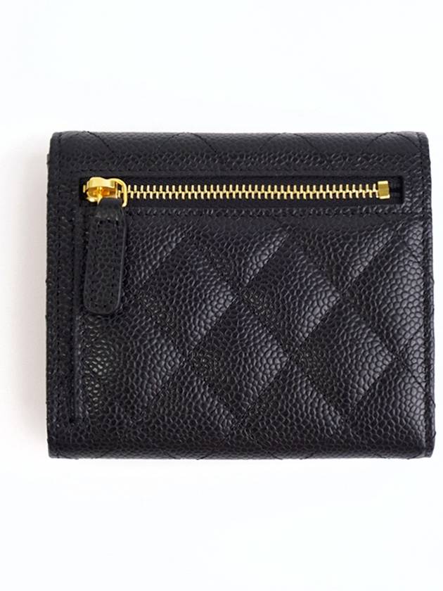 Small Classic Flap Wallet Grained Calfskin & Gold Black - CHANEL - BALAAN 4