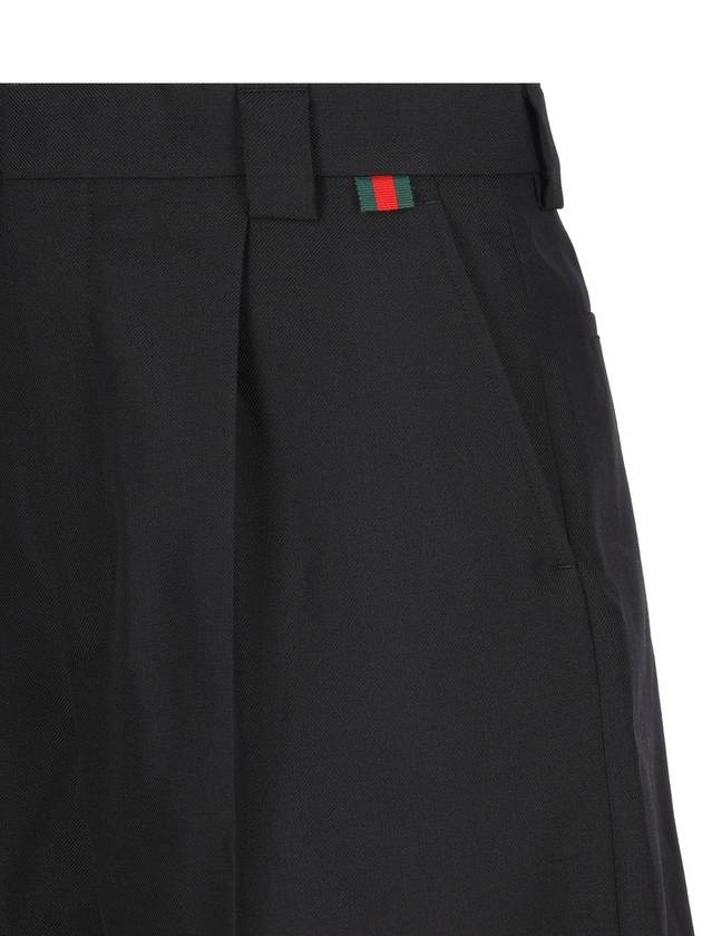 Web Wool Blend Shorts Black - GUCCI - BALAAN 4