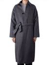 Cashmere Long Single Coat Grey - AMI - BALAAN 2