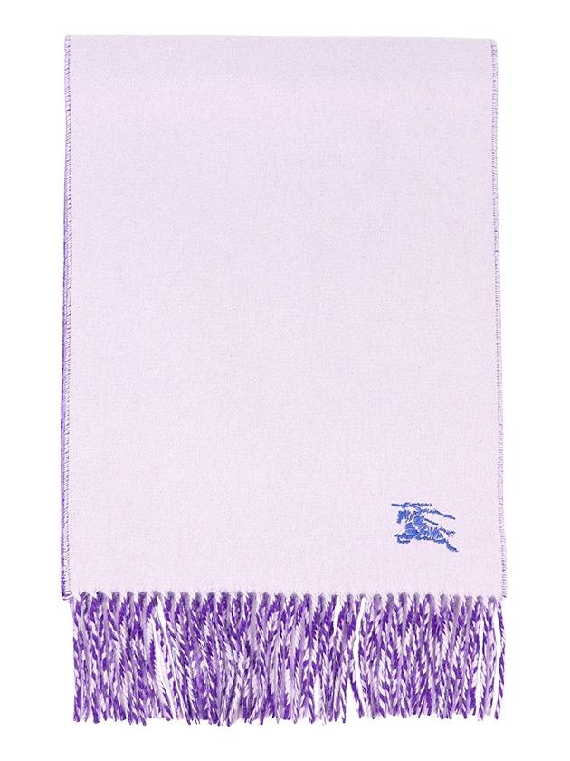 Embroidered Logo Reversible Cashmere Scarf Purple - BURBERRY - BALAAN 3