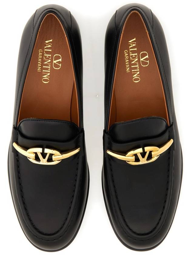 V Logo Signature Calfskin Loafers Black - VALENTINO - BALAAN 4