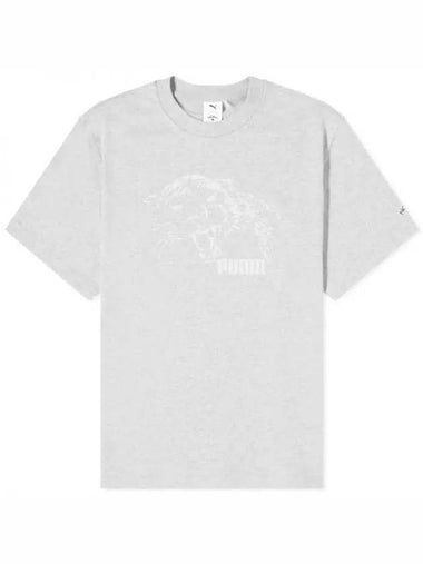 Logo Print Short Sleeve T-Shirt Light Grey Heather - PUMA - BALAAN 1