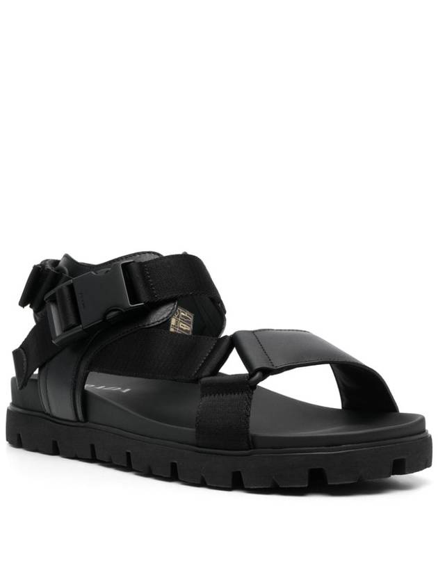 Sporty Leather Re-Nylon Tape Sandals Black - PRADA - BALAAN 3