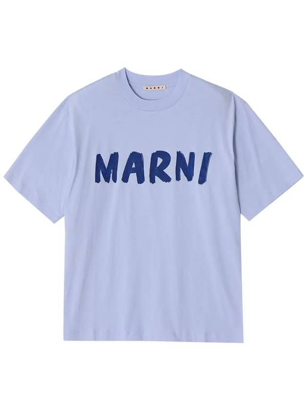 Logo Lettering Boxy Fit Short Sleeve T-Shirt Illusion Blue - MARNI - BALAAN 3