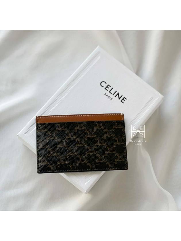 Triomphe Canvas Logo Card Wallet Tan - CELINE - BALAAN 6