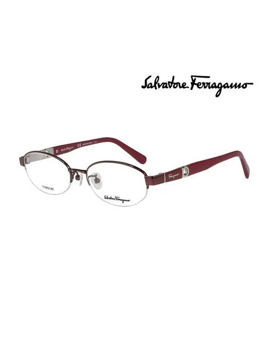 Eyewear Demo Oval Titanium Eyeglasses Shiny Bordeaux - SALVATORE FERRAGAMO - BALAAN 1