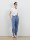 Denim Banding Tapered Crop Pants Blue - RYUL+WAI: - BALAAN 2