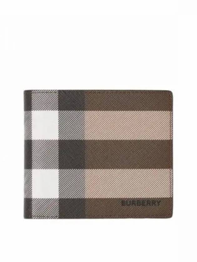 Check Leather International Bifold Wallet Dark Birch Brown - BURBERRY - BALAAN 2