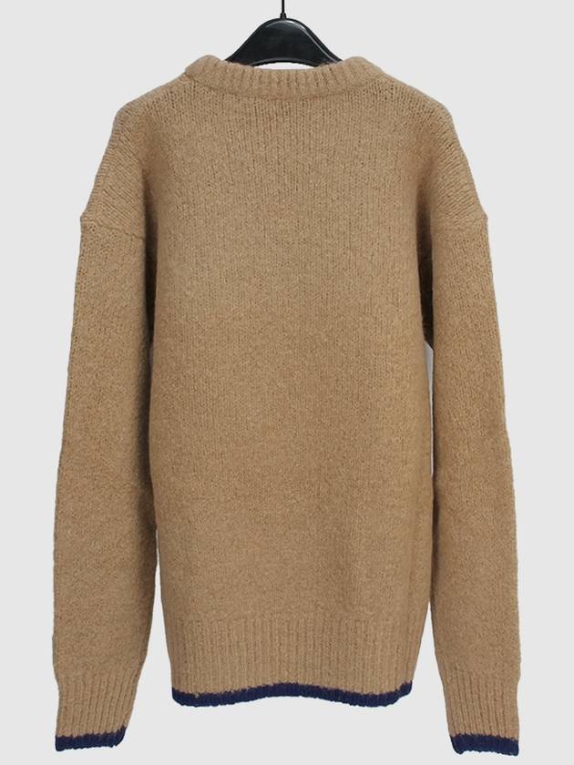 Men's MK Patch Oversized Alpaca Wool Knit Top Beige - MAISON KITSUNE - BALAAN 3