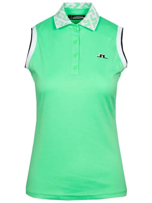 Leslie Sleeveless PK Shirt Green - J.LINDEBERG - BALAAN 2