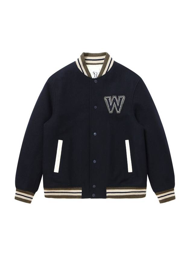 Men's W Wapen Varsity Jacket Navy SW23IVJP02NV - SOLEW - BALAAN 2