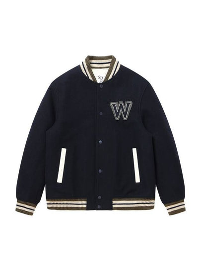 W Wappen Varsity Jacket Navy - SOLEW - BALAAN 2