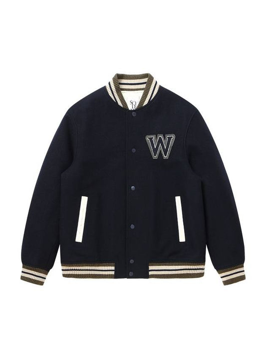 W Wappen Varsity Jacket Navy - SOLEW - BALAAN 1