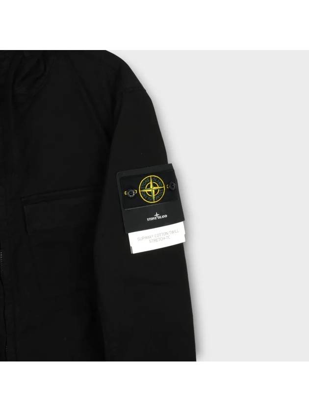 Cotton Twill Stretch Hooded Jacket Black - STONE ISLAND - BALAAN 6