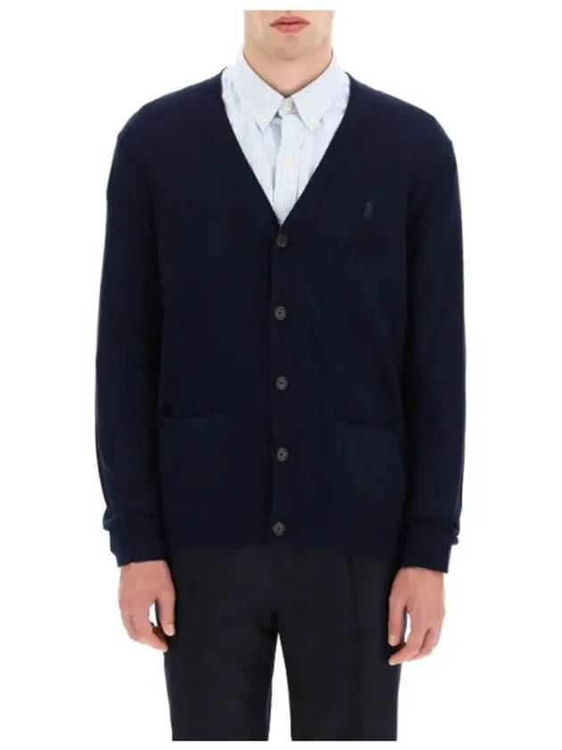 Men's Logo V-neck Wool Cardigan Navy - POLO RALPH LAUREN - BALAAN 4