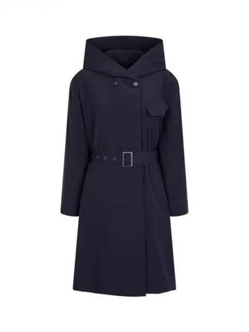 Women s Belted Easy Hooded Coat Navy 271326 - EMPORIO ARMANI - BALAAN 1