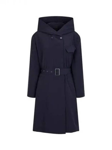 Women s Belted Easy Hooded Coat Navy 271326 - EMPORIO ARMANI - BALAAN 1