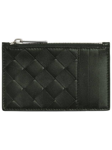 Intrecciato Zipper Card Wallet Dark Green - BOTTEGA VENETA - BALAAN 1