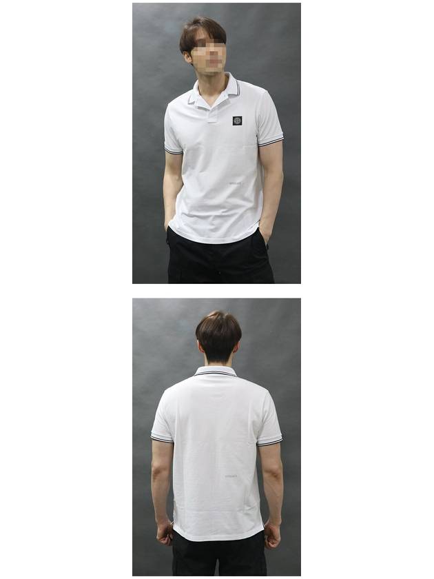 Stretch Cotton Pique Short Sleeve Polo Shirt White - STONE ISLAND - BALAAN 4