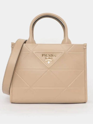 Triangular logo symbol leather small women s tote bag 1BA396 ASK F0036 - PRADA - BALAAN 1