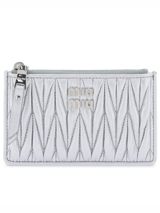 Matelasse Leather Envelope Card Wallet Silver - MIU MIU - BALAAN 1