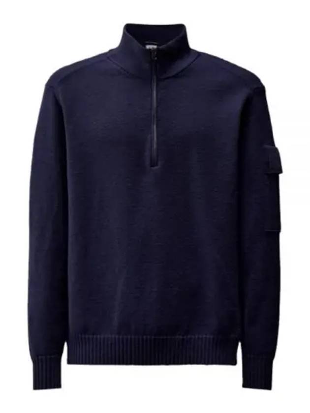 Merino Wool Polo Knit Top Navy - CP COMPANY - BALAAN 2