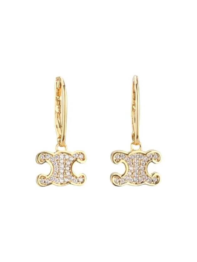 Triomphe Rhinestone Earrings Gold - CELINE - BALAAN 2