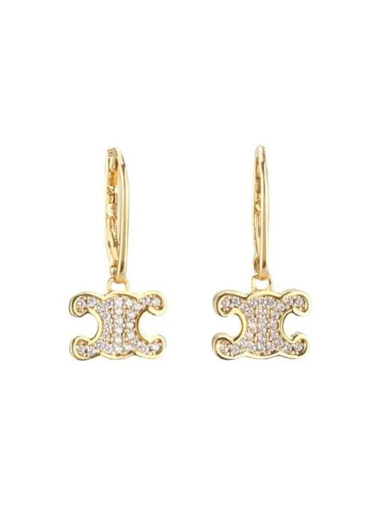 Triomphe Rhinestone Earrings Gold - CELINE - BALAAN 2