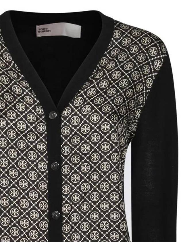 Logo Detail V-Neck Cardigan Black - TORY BURCH - BALAAN 4