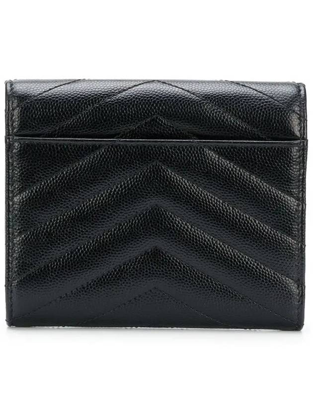 Matelasse Monogram Quilting Flap Half Wallet Black - SAINT LAURENT - BALAAN 4