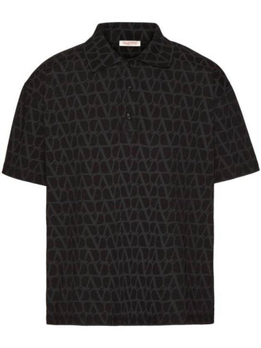 Toile Iconogrape Print Cotton PK Shirt Black - VALENTINO - BALAAN 1