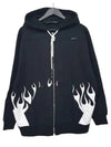 Burning Logo Zip Up Hoodie Black - PALM ANGELS - BALAAN 1