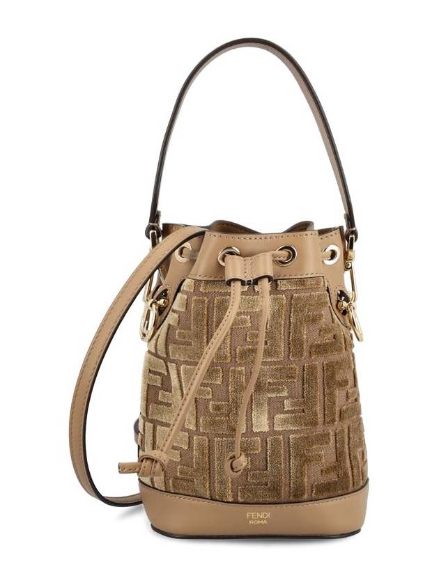 Mon Tresor FF Jacquard Velvet Mini Bucket Bag Brown - FENDI - BALAAN 2