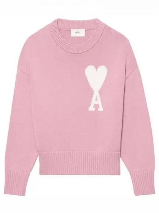 Big heart logo knit top pale pink - AMI - BALAAN 2