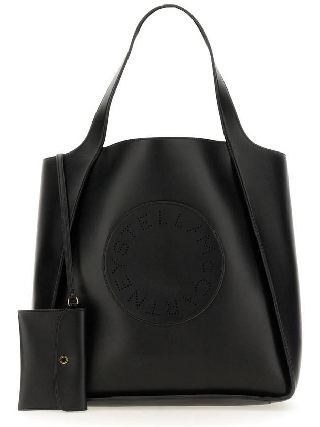 Perforated Logo Open Top Tote Bag Black - STELLA MCCARTNEY - BALAAN 4