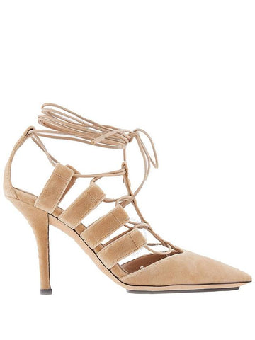 Burberry Ladies Beige Bethany Velvet Cut-Out Pumps, Brand Size 38 ( US Size 8 ) - BURBERRY - BALAAN 1