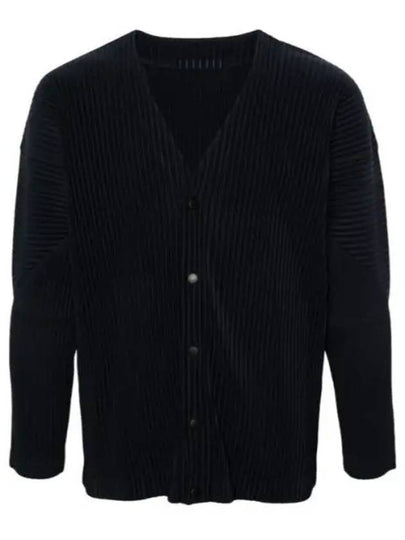 V-Neck Pleated Cardigan Navy - ISSEY MIYAKE - BALAAN 2