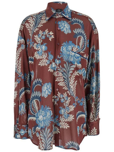 Bordeaux Shirt With All-Over Paisley Motiv In Viscose Woman - ETRO - BALAAN 1