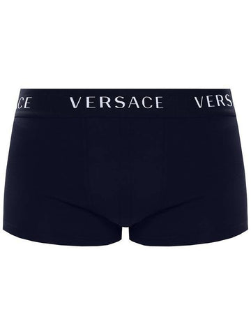 Logo Band Boxer Briefs Navy - VERSACE - BALAAN.