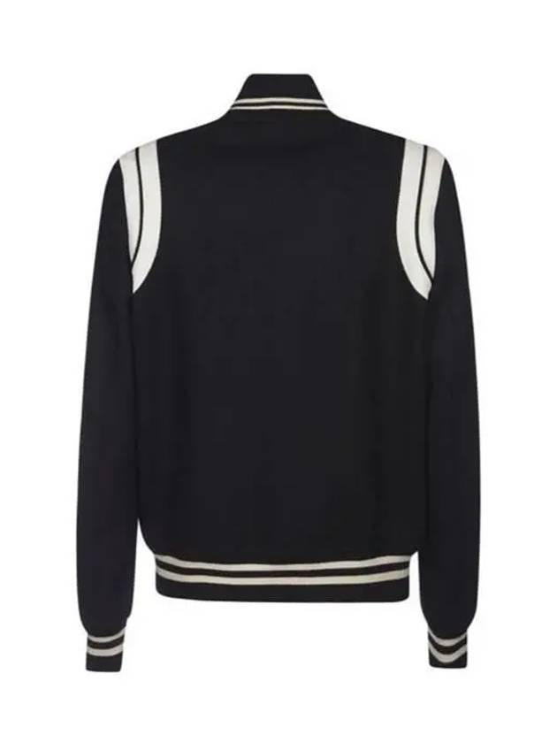 Teddy Bomber Jacket in Wool Black White - SAINT LAURENT - BALAAN 3