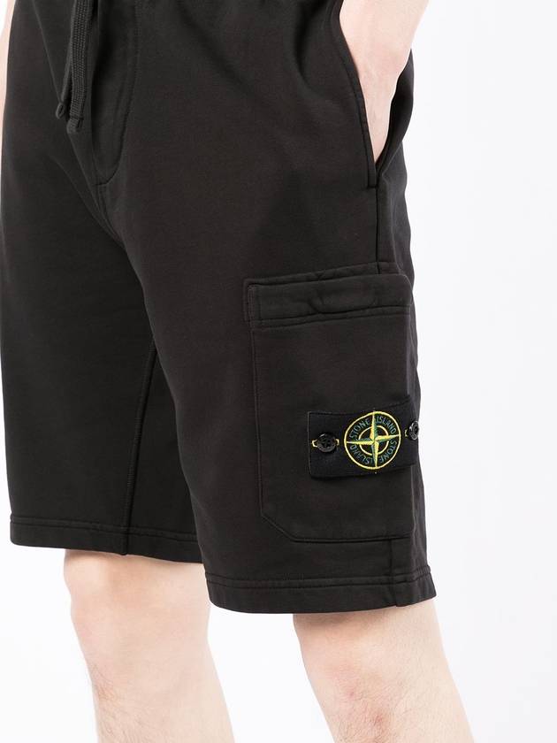 Waffen Patch  Fleece Bermuda Shorts Black - STONE ISLAND - BALAAN 7