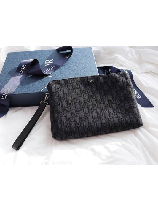 Oblique Jacquard Strap Clutch Bag Black - DIOR - BALAAN 2